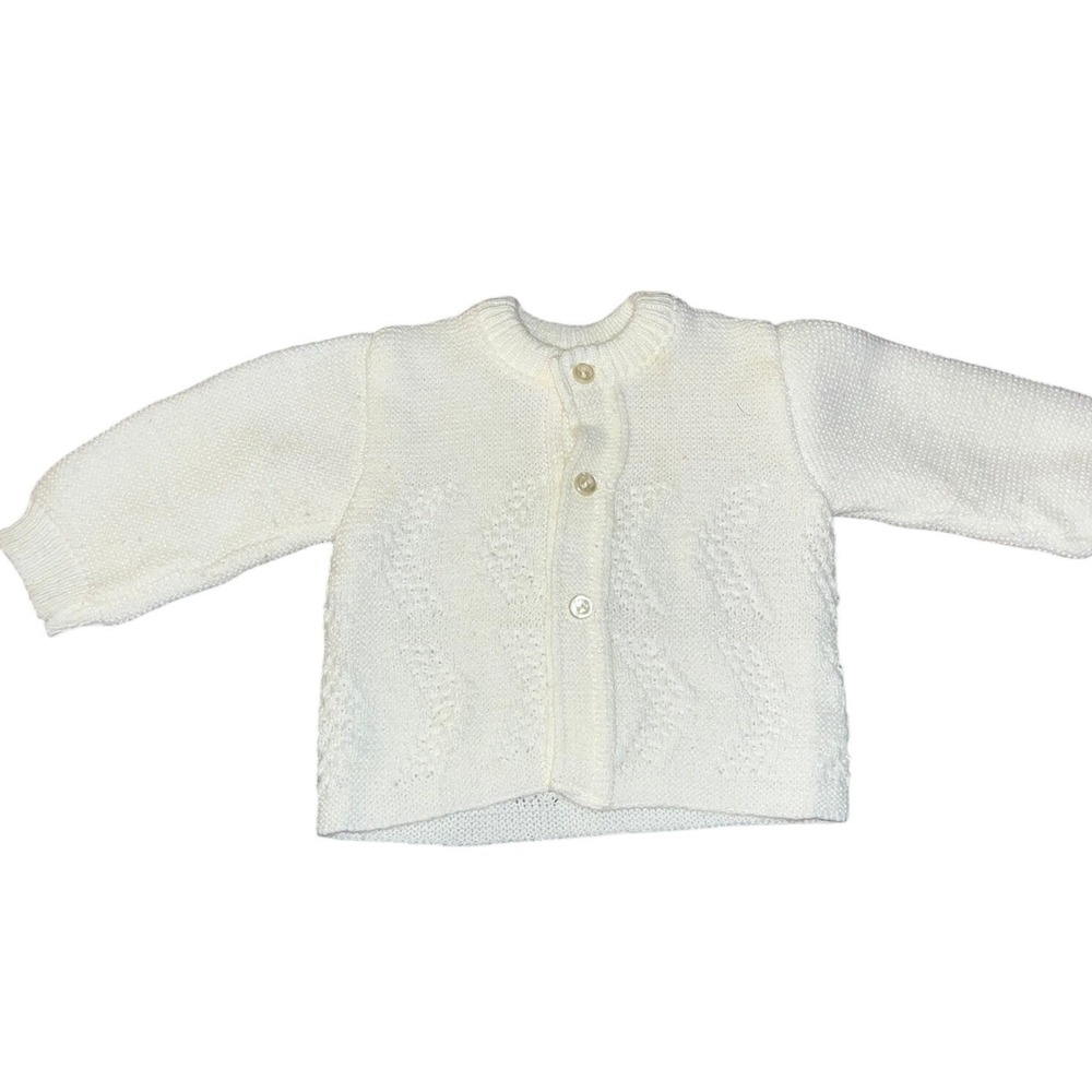 Renzo‎ Vintage 60's Made in Italy Baby White Knit Cardgian 6M